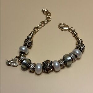 Bella Perlina Deluxe Gold Tone Slider Bead Bracelet 7”+1.5”